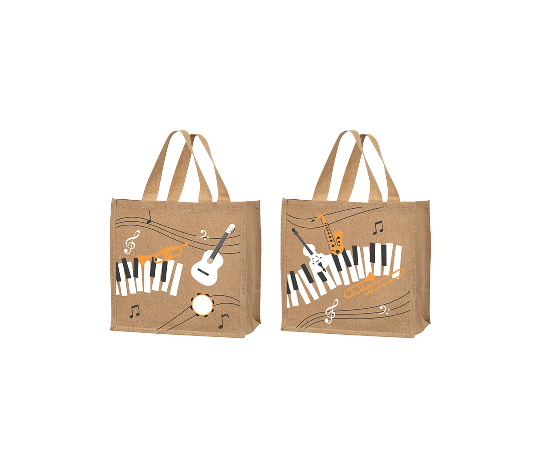 Sacs cabas jute motifs musique
