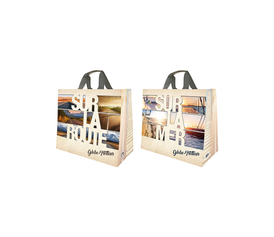 Sac cabas tissé Globe Trotter - 37+23x36 cm