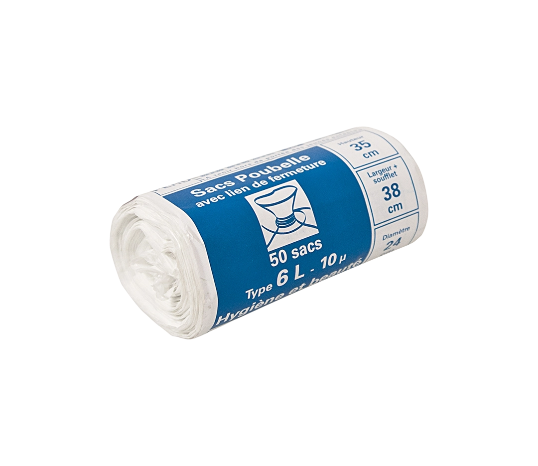 Sacs poubelle PEHD blancs 10L - x50