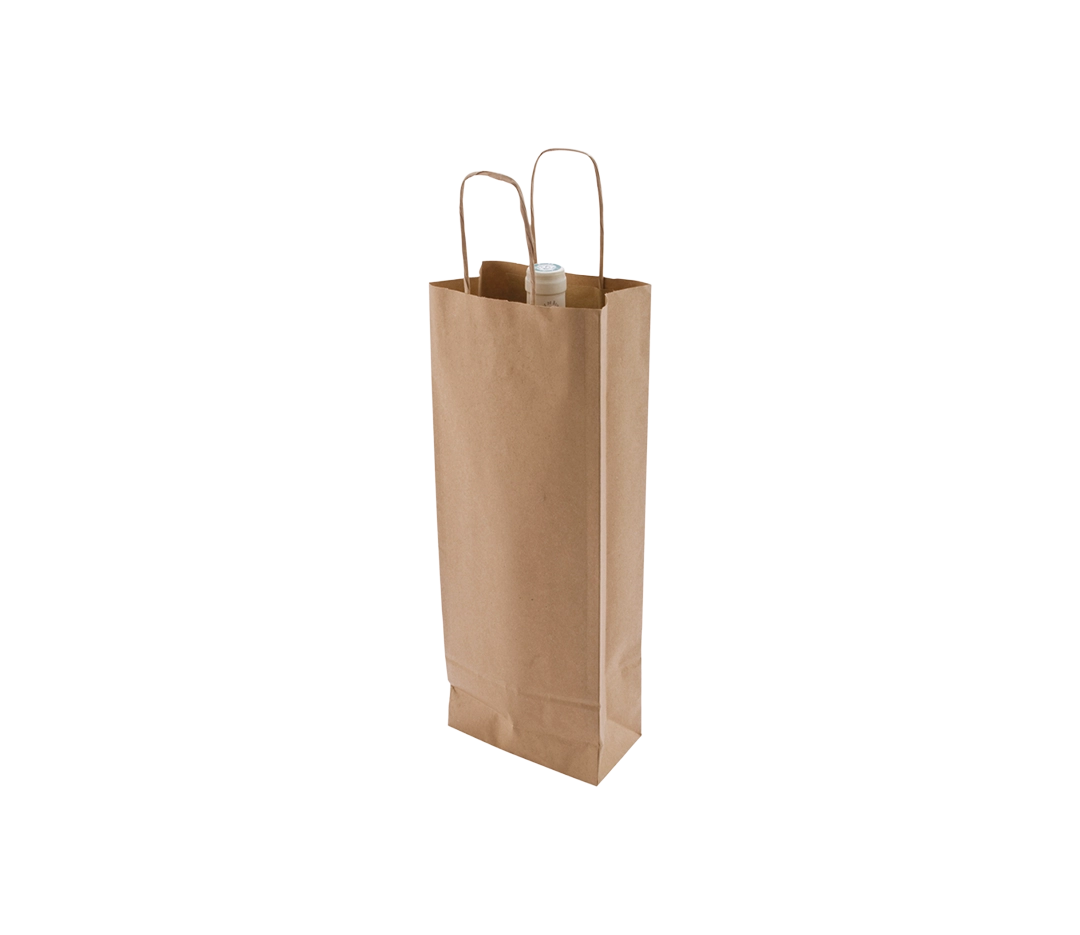Sacs bouteille kraft brun 14+8x38cm