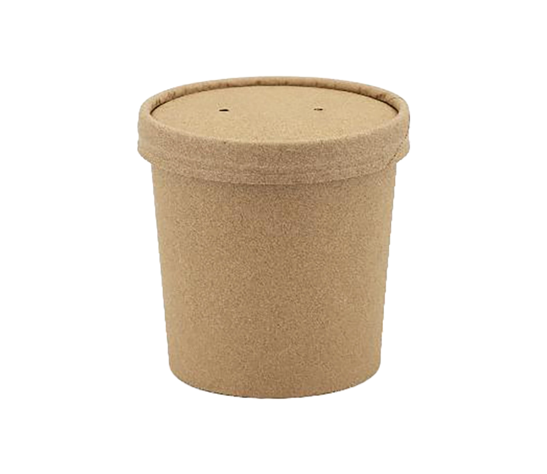 Pots et couvercle à soupe kraft 350ml - x250