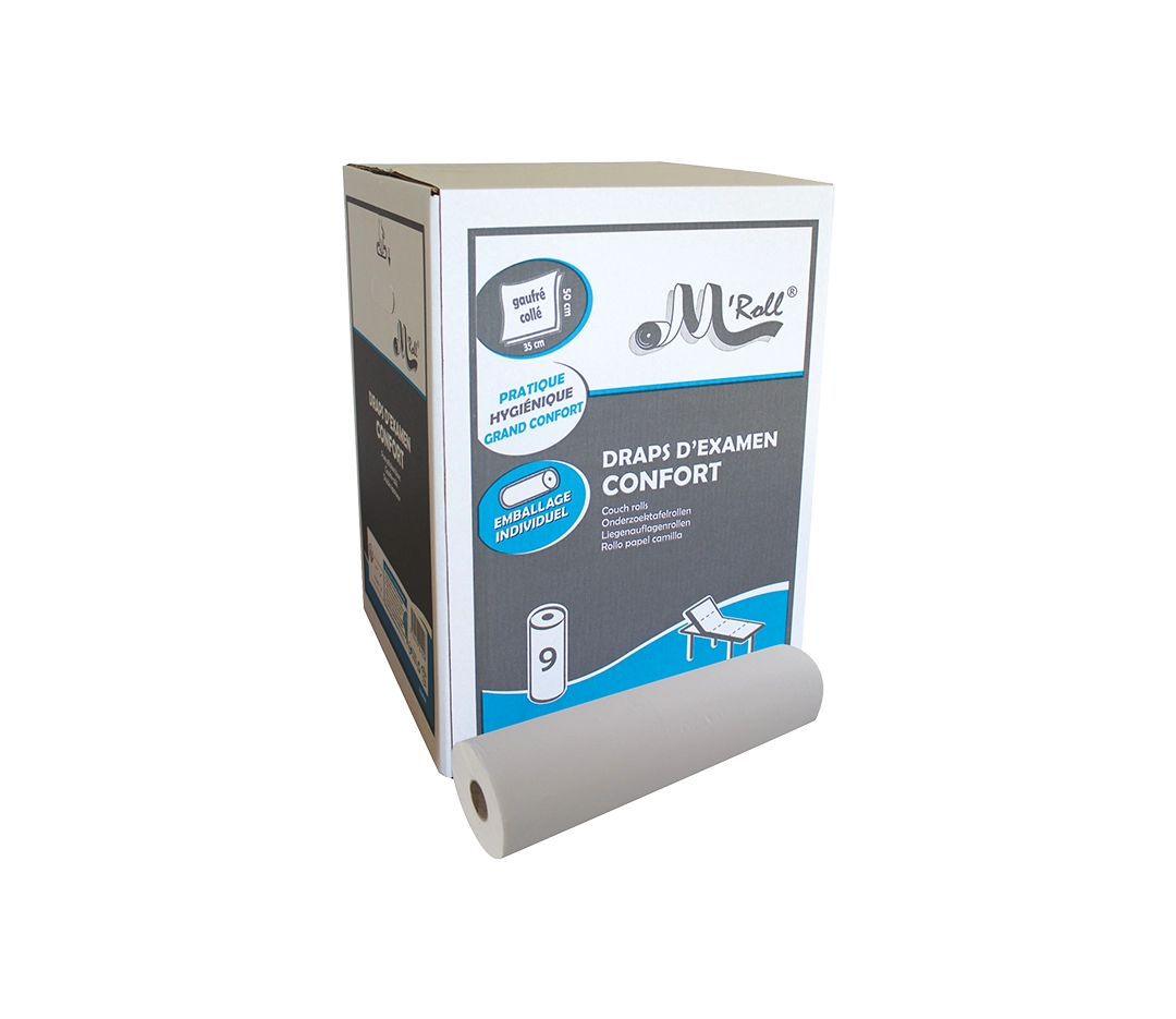 Rouleau drap d'examen gauffré blanc x9