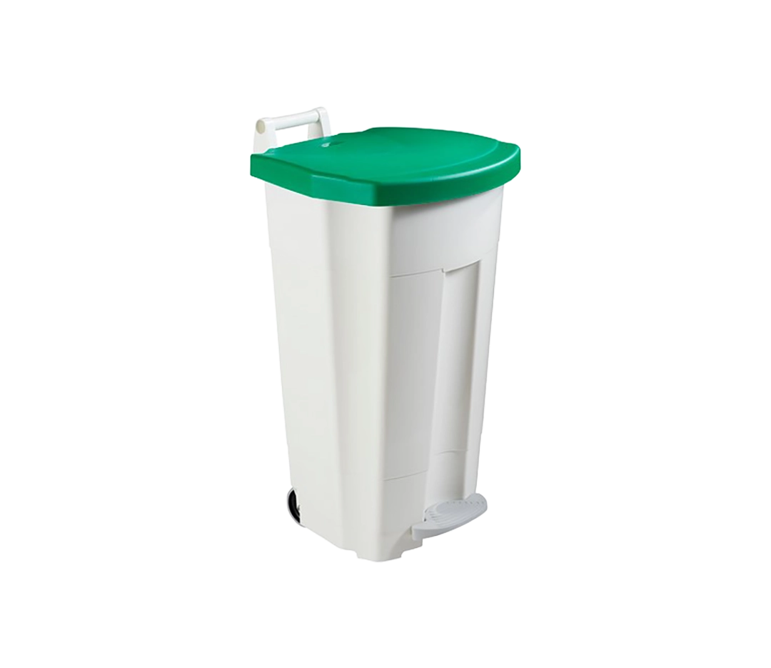 Poubelle à pédale BOOGY blanc et vert - 90L