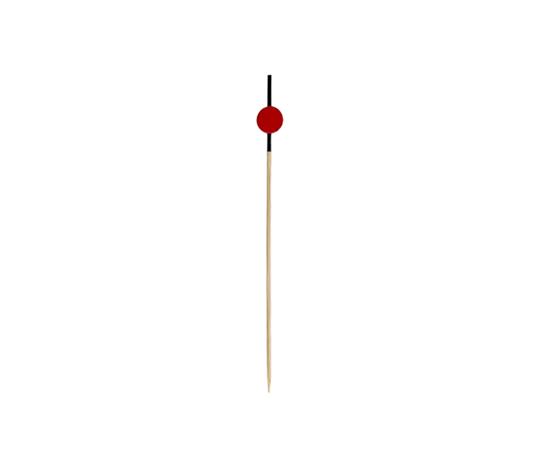 Brochette en bambou rouge et noire 12cm - x200