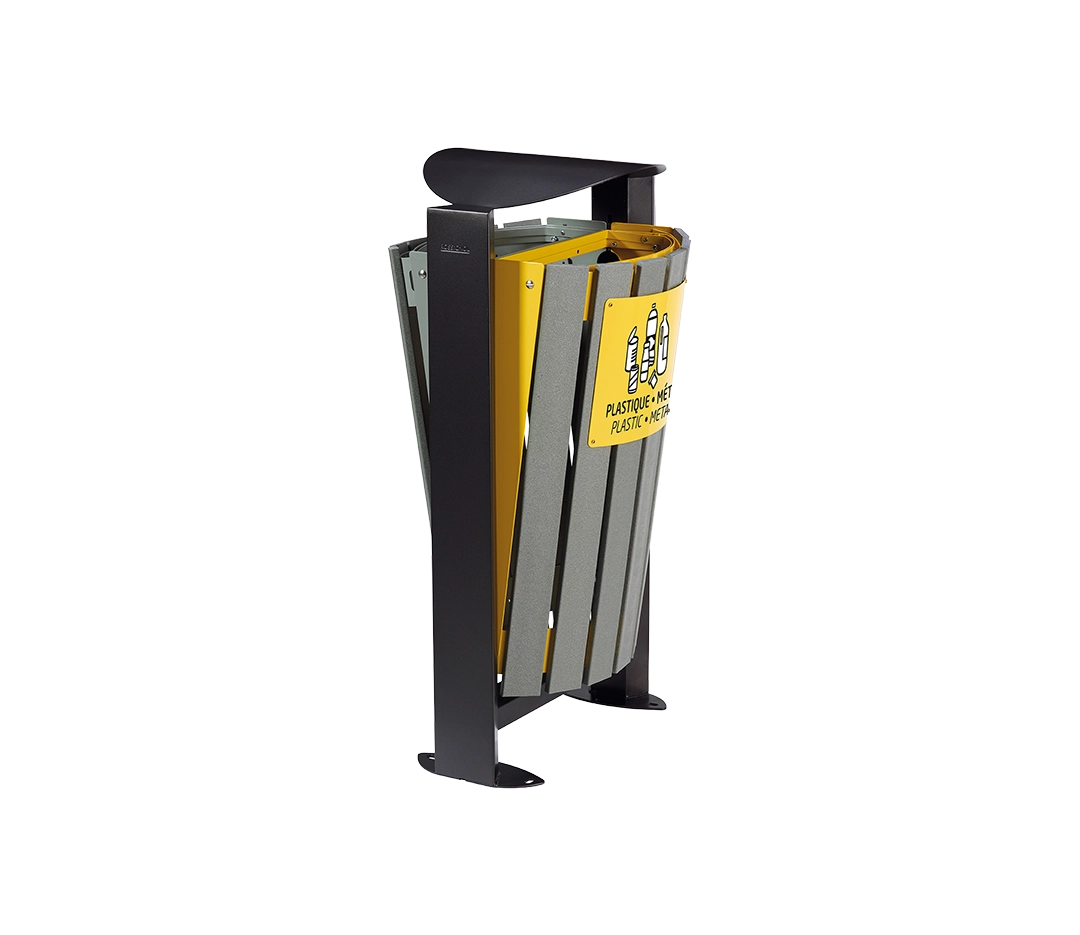 Corbeille gris jaune ARKEA 2x60L