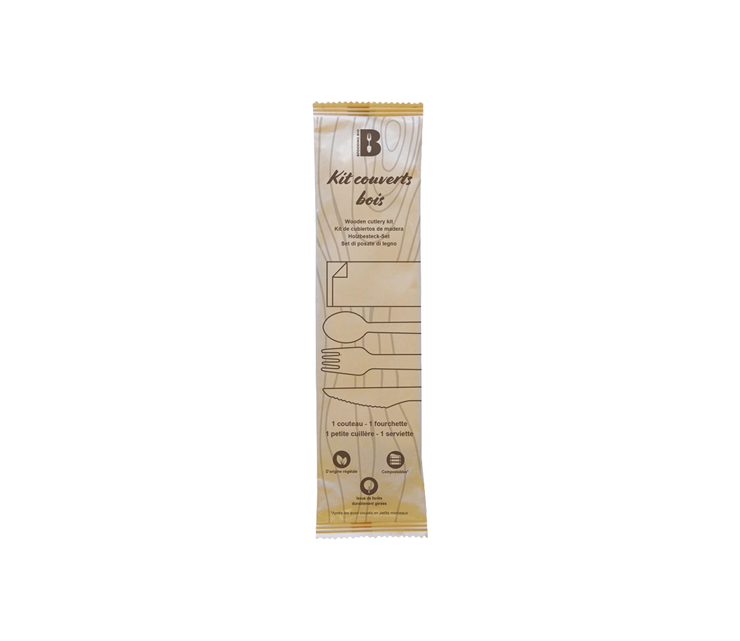 Kit de couverts 4 en 1 en bois x250