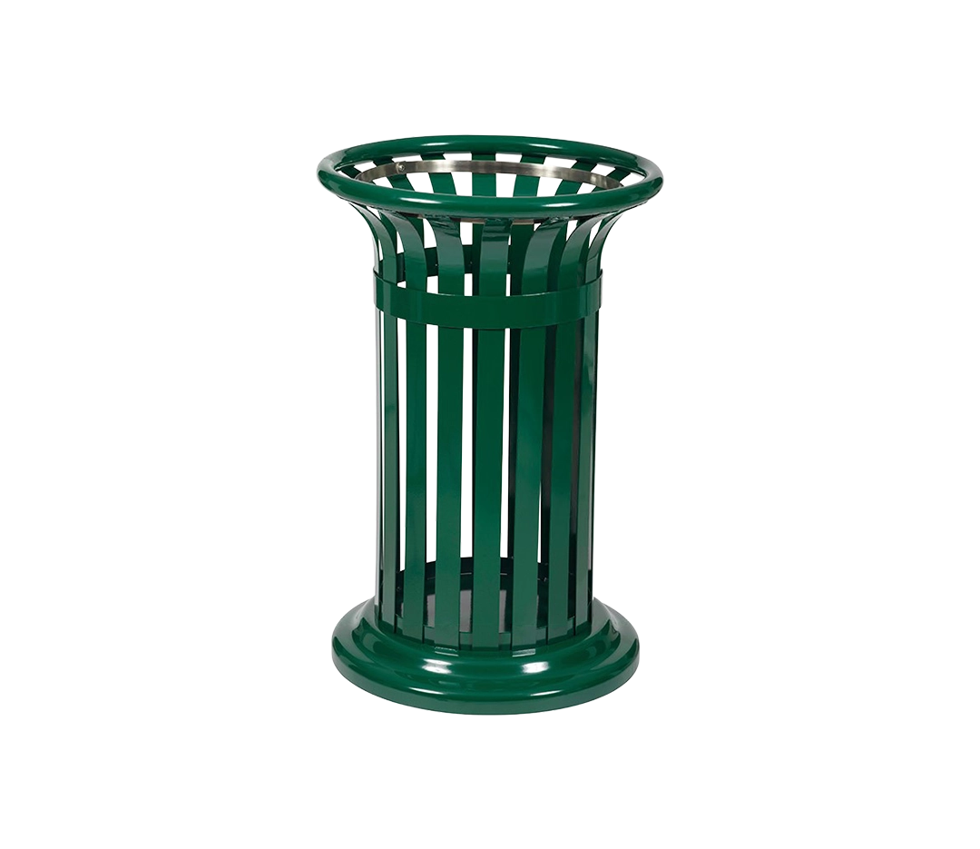 Corbeille urbaine en acier vert TULIPE - 60L