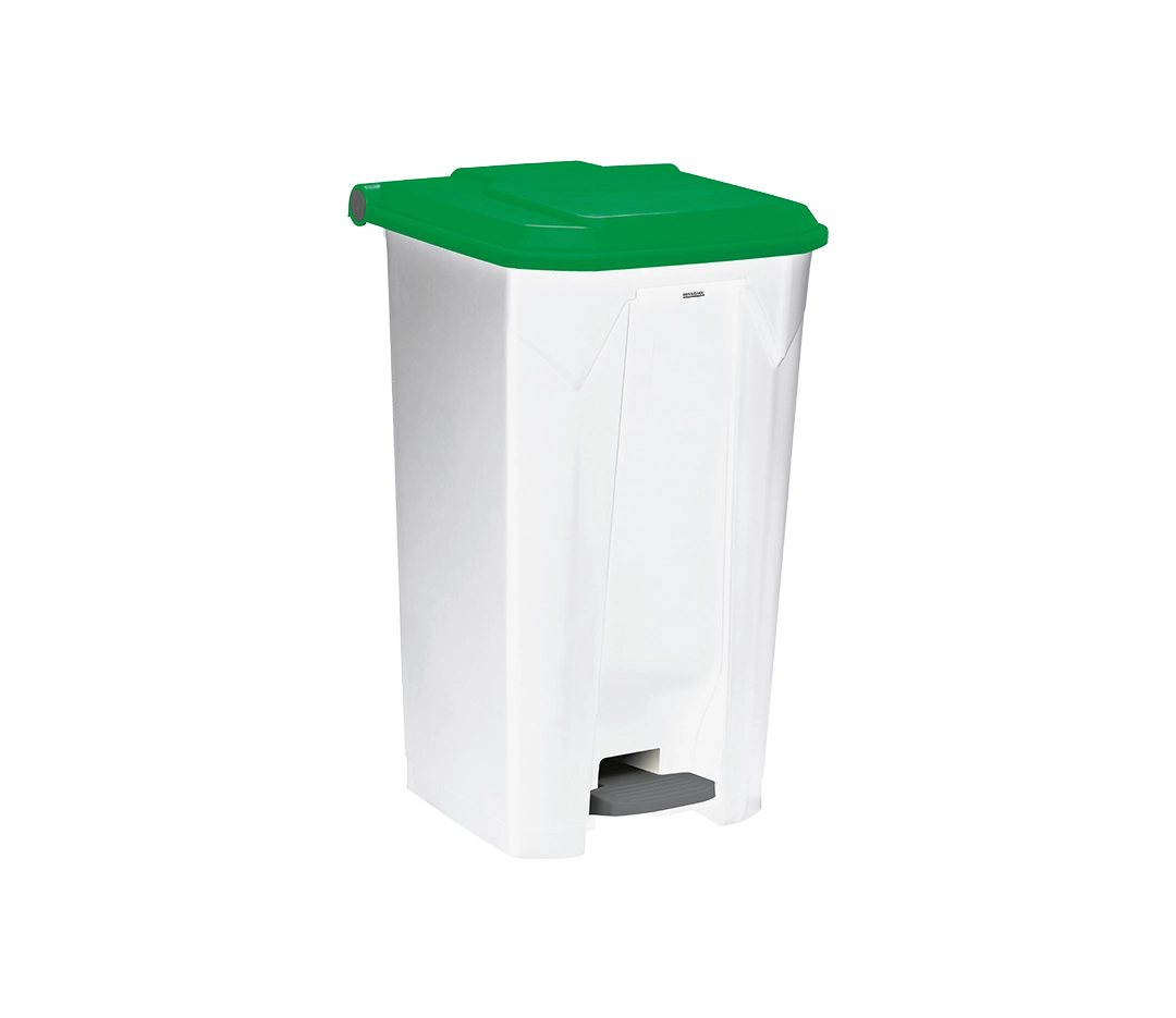 Poubelle pédale blanc et vert UTILO - 100L