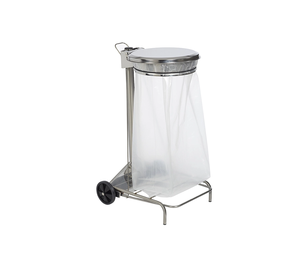 Support sac mobile à pédale inox - 110L