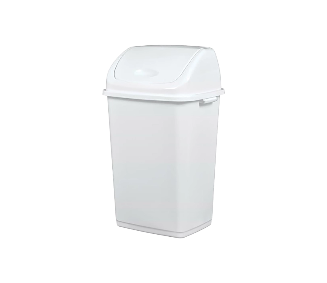 Poubelle blanche à couvercle basculant -50L