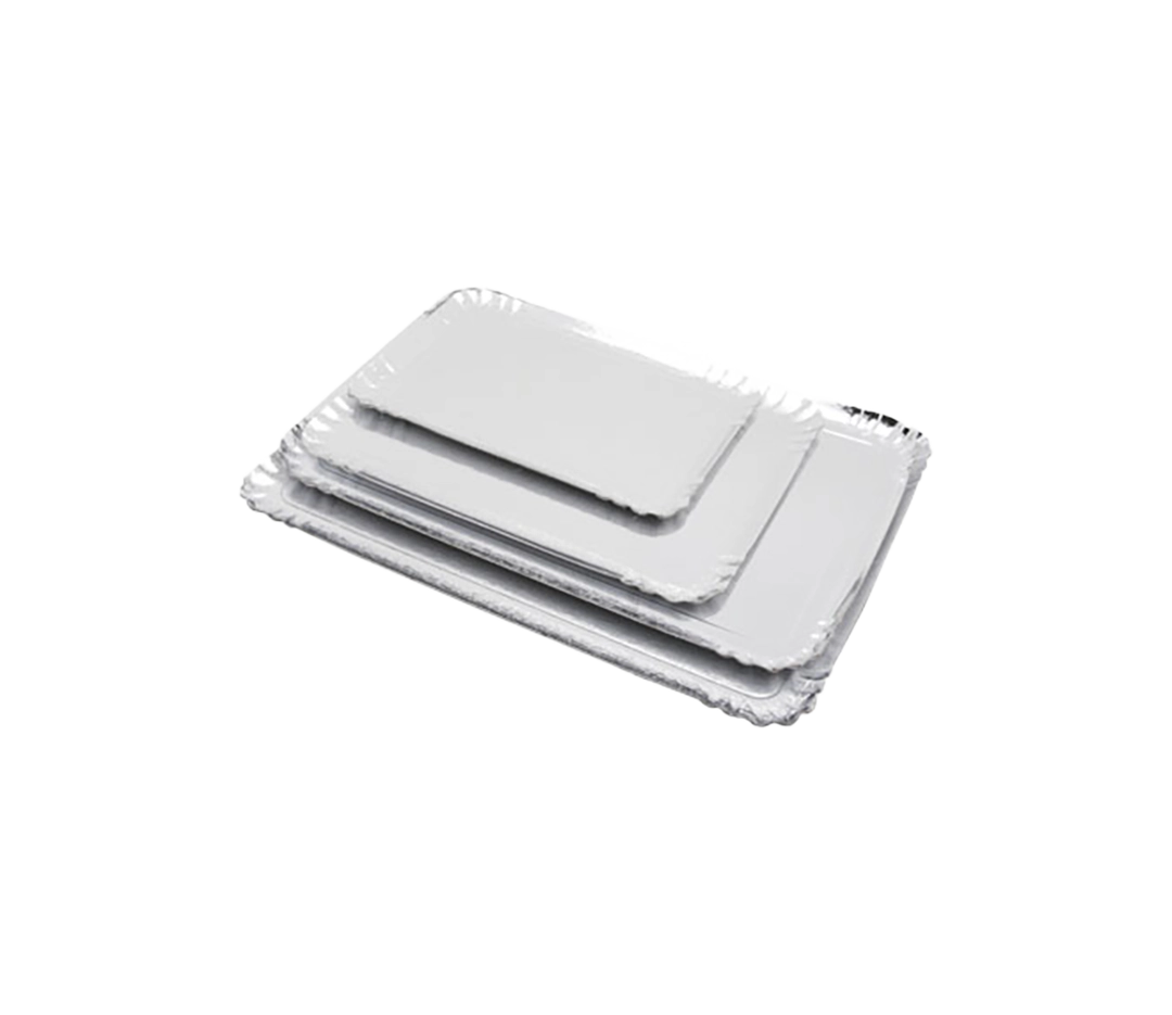 Plateau Traiteur Argent & Blanc 32x42cm - x25