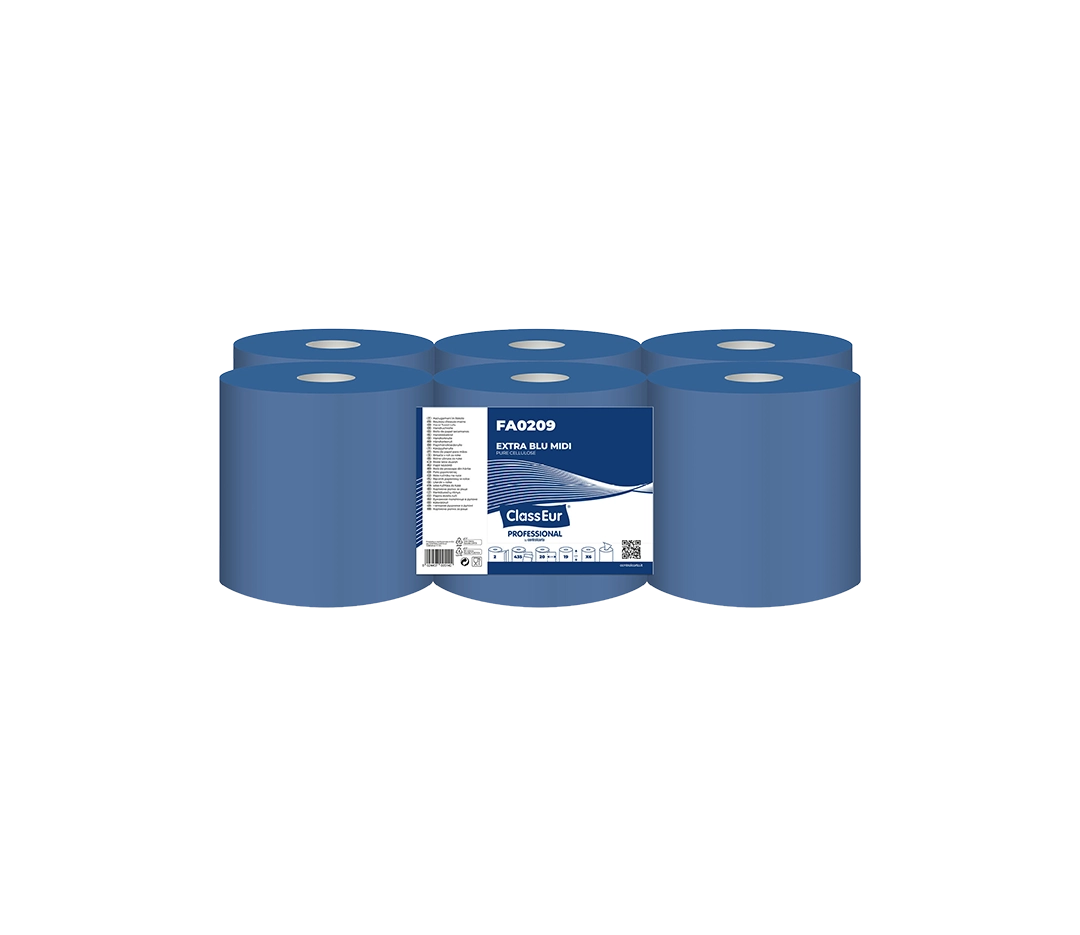 Essuie-mains bleus pliés 450 feuilles - x6