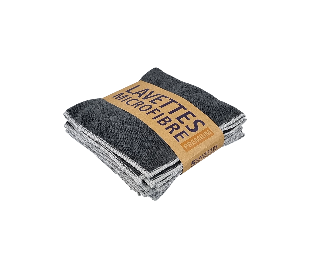 Lavette microfibre noire 38x38 300gm - x5
