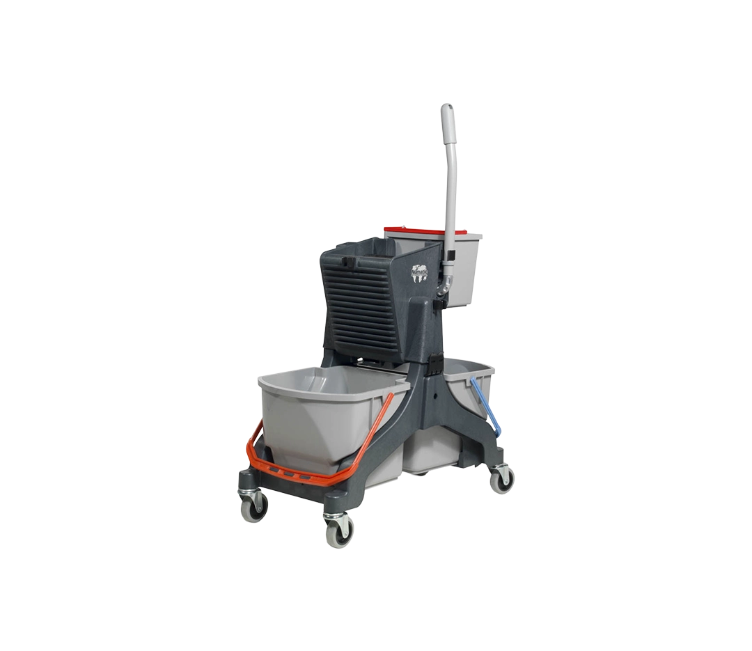 Chariot menage pivotant noir et gris