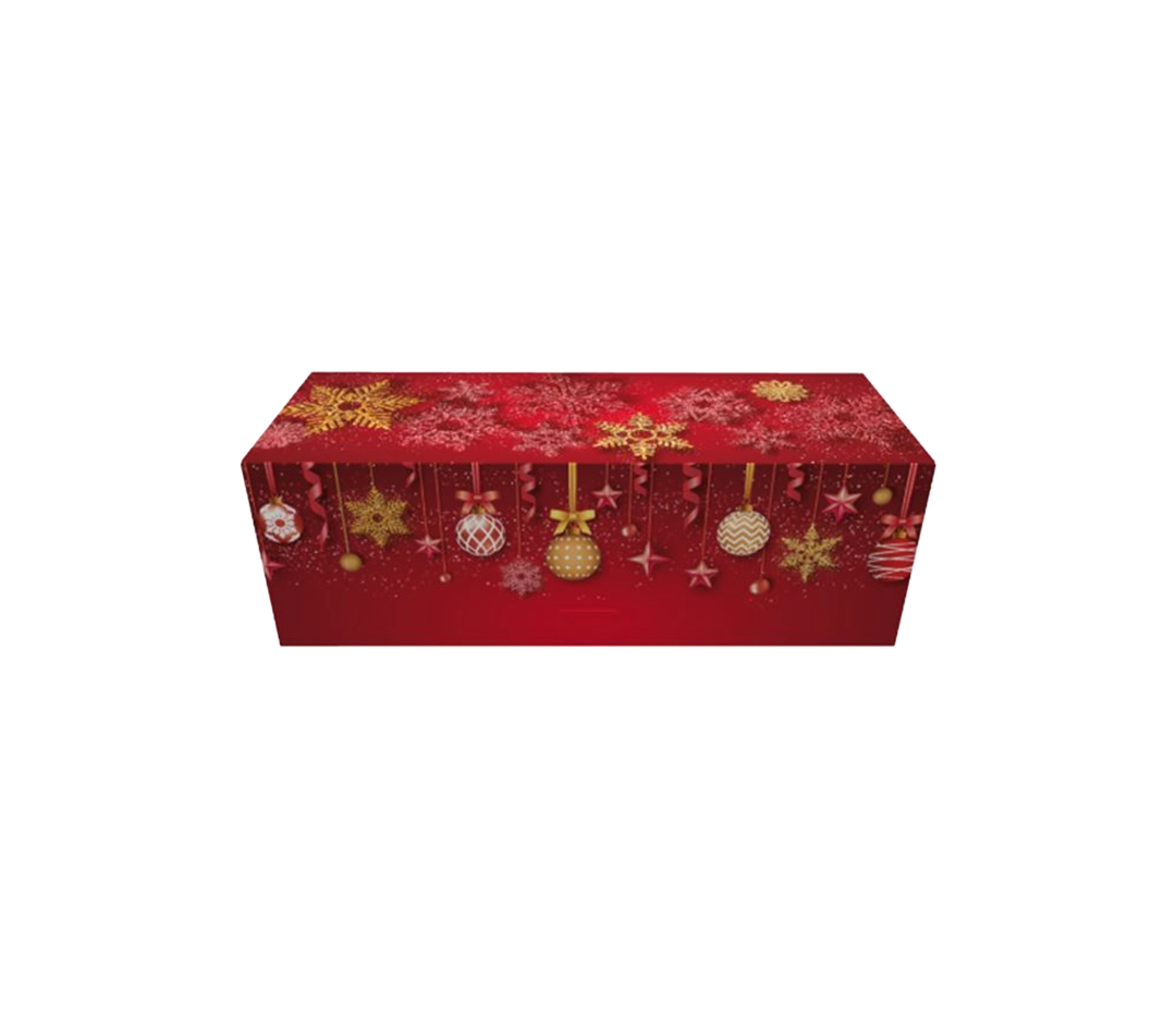 Boite bûche flocons or 60cm - x10