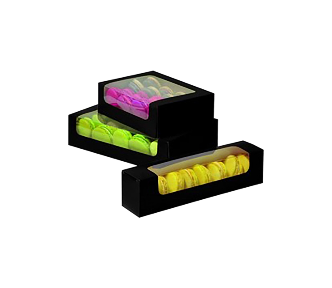 Boite macaron fenêtre noire - x50